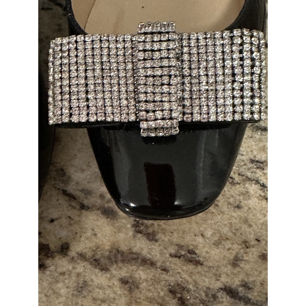 Kate Spade Dinah Bow Rhinestone Square Toe Block Heel. Party Shoes - Picture 4 of 11